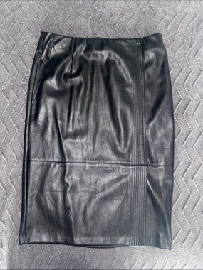 Black Faux Leather Pencil Skirt